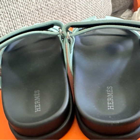 SNIB HERMÈS Bleu Cristaux Epsom Women’s Chypre Sandals - Picture 8 of 16